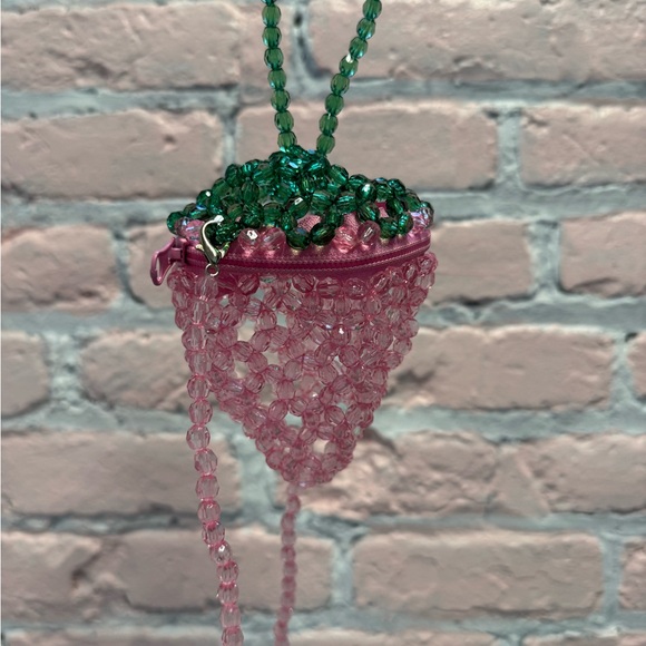 Handbags - Pink and Green Beaded Handbag